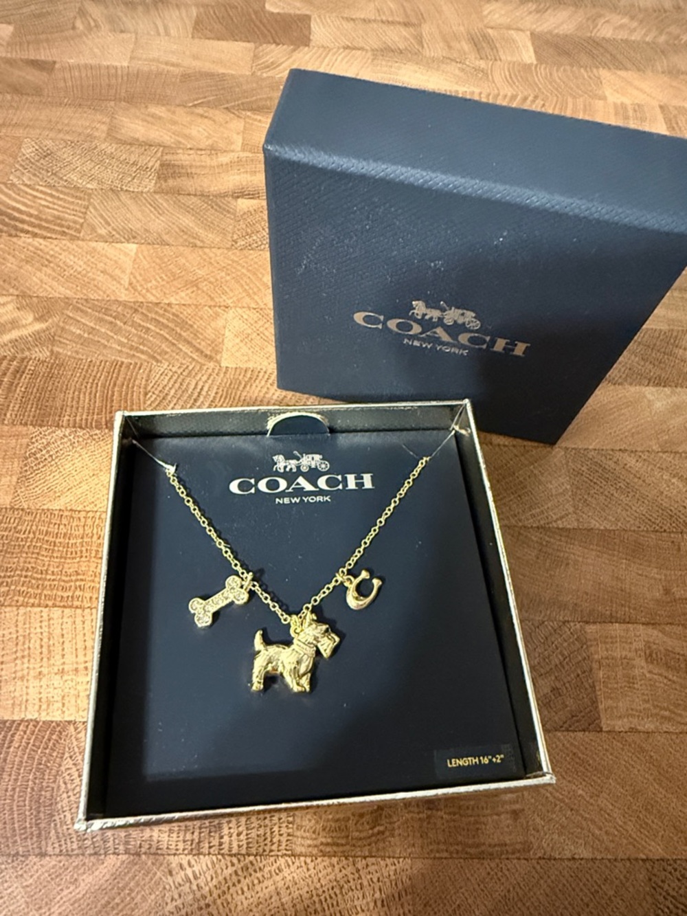 Coach Gold-Tone Scottie Dog Charm Necklace